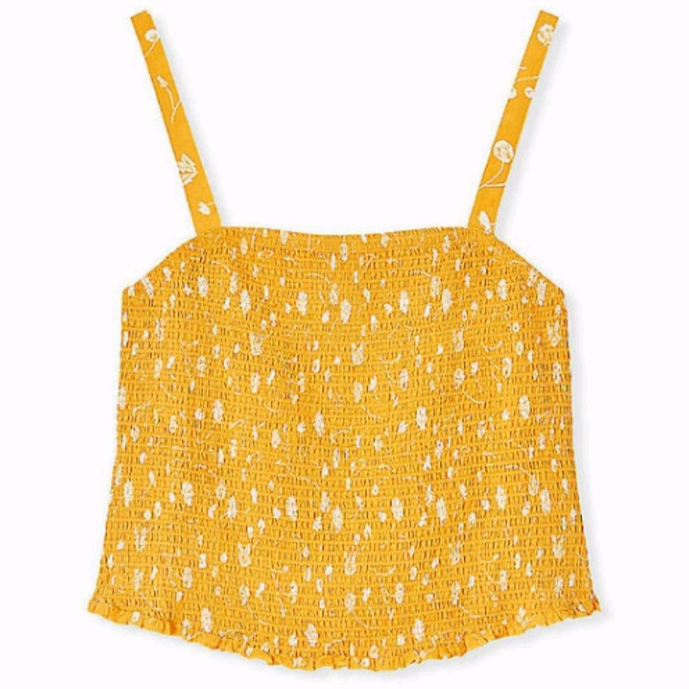 NWT! Torrid Yellow Floral Smocked Crop Tank Top